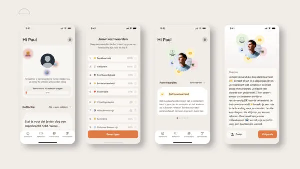 Kernwaarde module interfaces op mobiel 