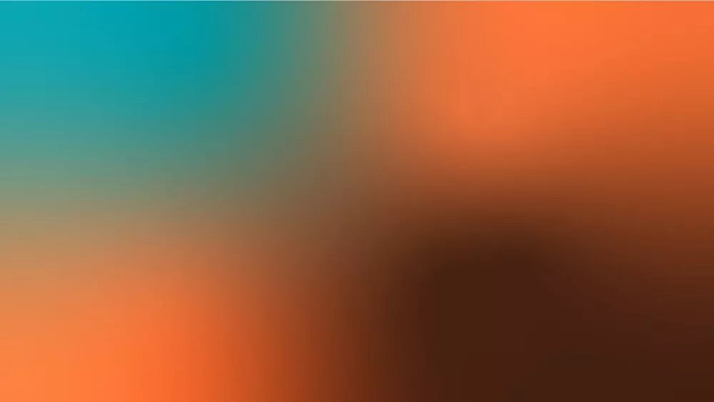Abstract verloop met blauwe, oranje en bruine tinten die vloeiend in elkaar overlopen.